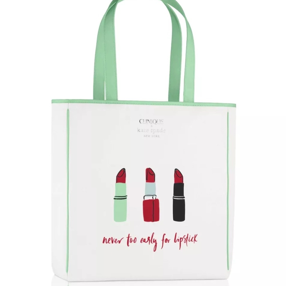 Clinique x Kate Spade Shopping Travel Tote Large White Lipstick Bag